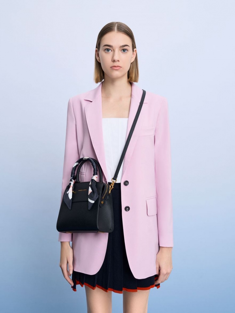 Geanta De Mana Charles & Keith Scarf-Wrapped Top Negrii | 917OEWANJ