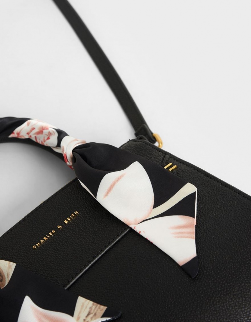 Geanta De Mana Charles & Keith Scarf-Wrapped Top Negrii | 917OEWANJ