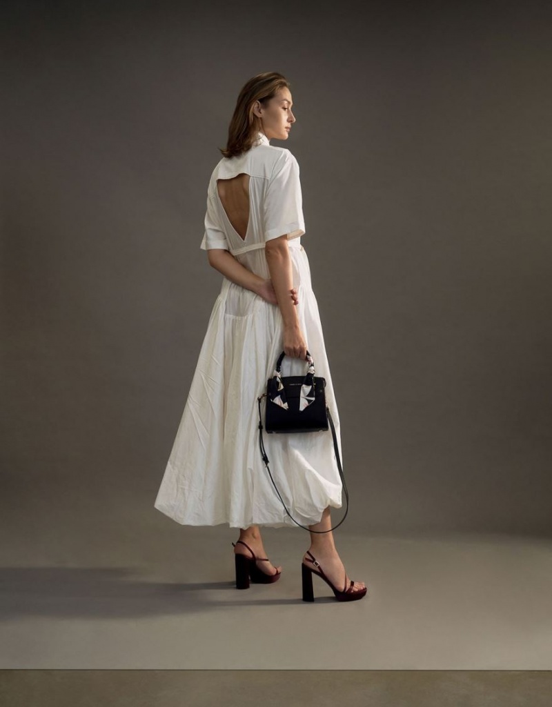 Geanta De Mana Charles & Keith Scarf-Wrapped Top Negrii | 917OEWANJ