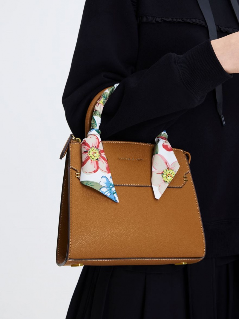 Geanta De Mana Charles & Keith Scarf-Wrapped Top Maro | 953SZKOMU