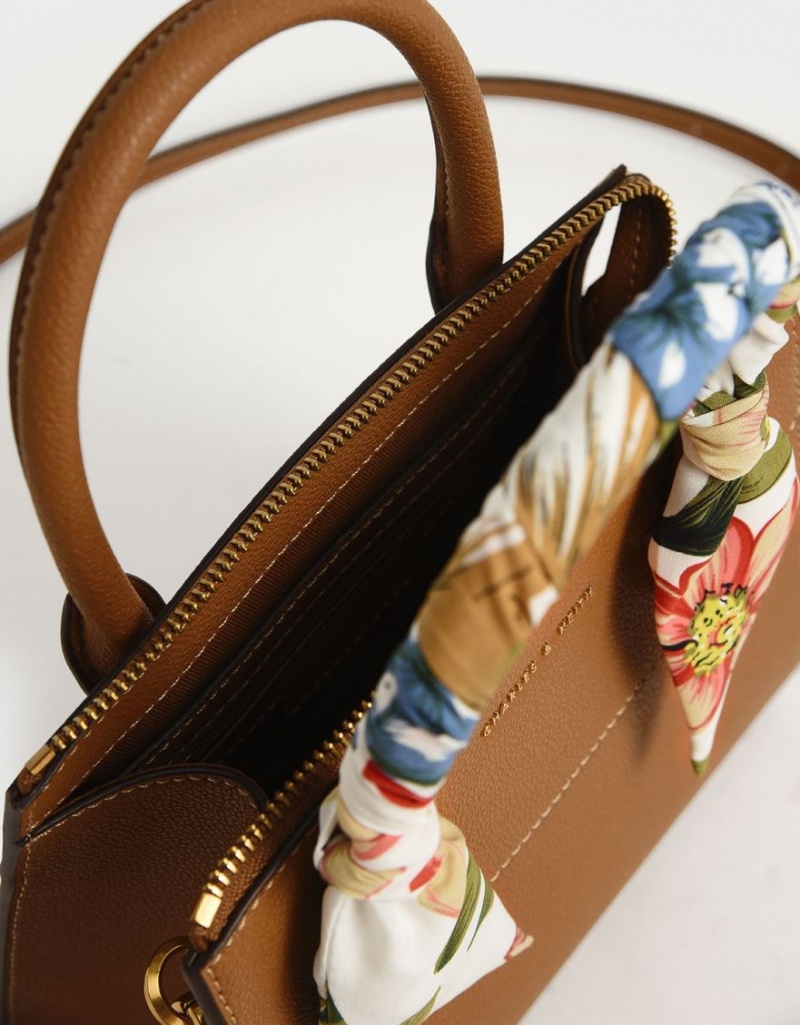 Geanta De Mana Charles & Keith Scarf-Wrapped Top Maro | 953SZKOMU