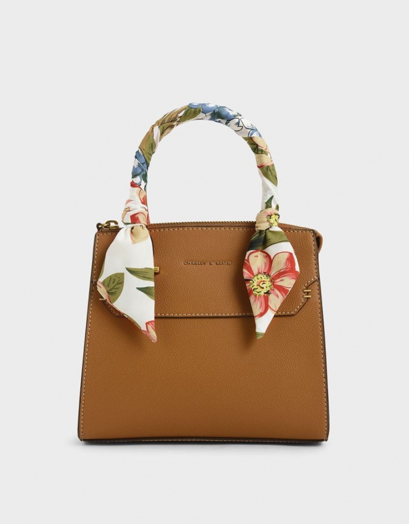Geanta De Mana Charles & Keith Scarf-Wrapped Top Maro | 953SZKOMU
