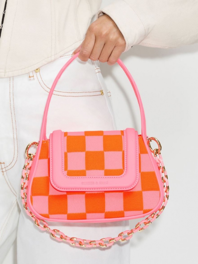 Geanta De Mana Charles & Keith Shiloh Checkerboard Top Roz | 487CXWYFE