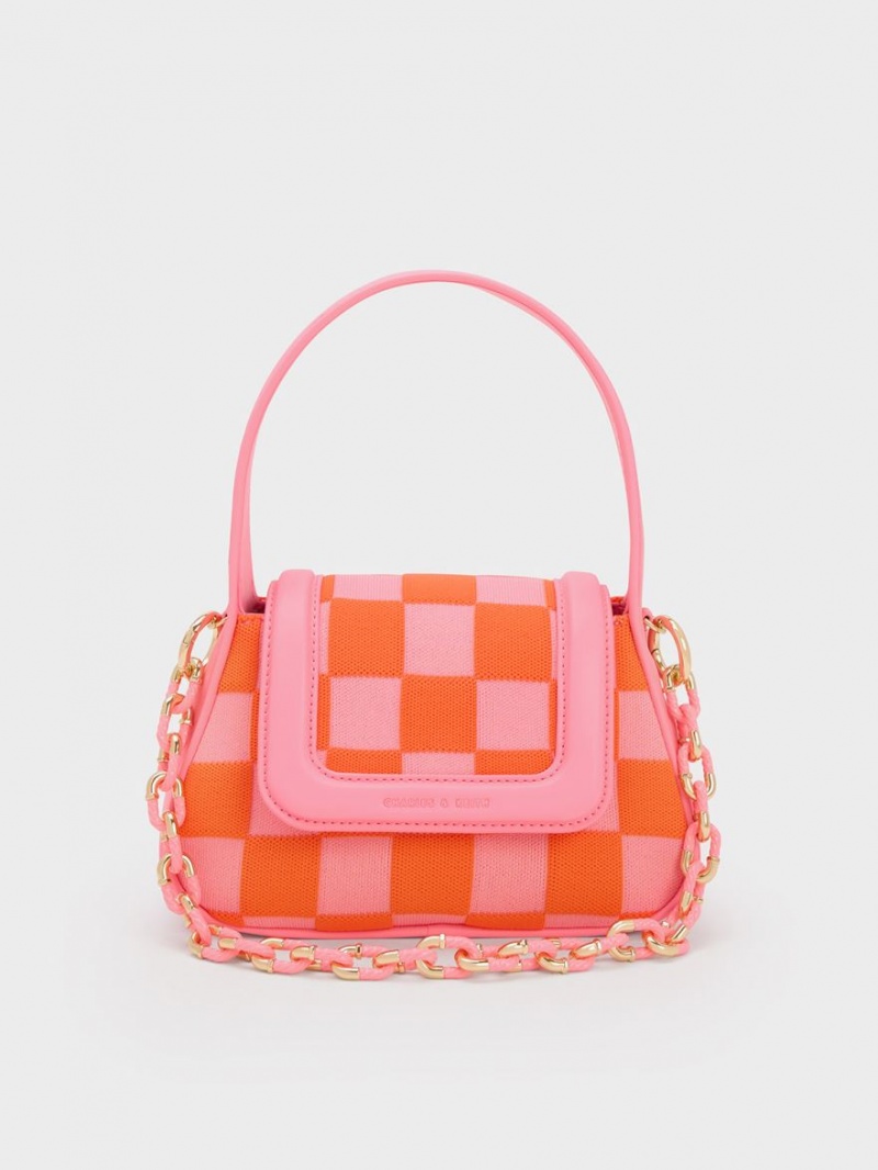 Geanta De Mana Charles & Keith Shiloh Checkerboard Top Roz | 487CXWYFE