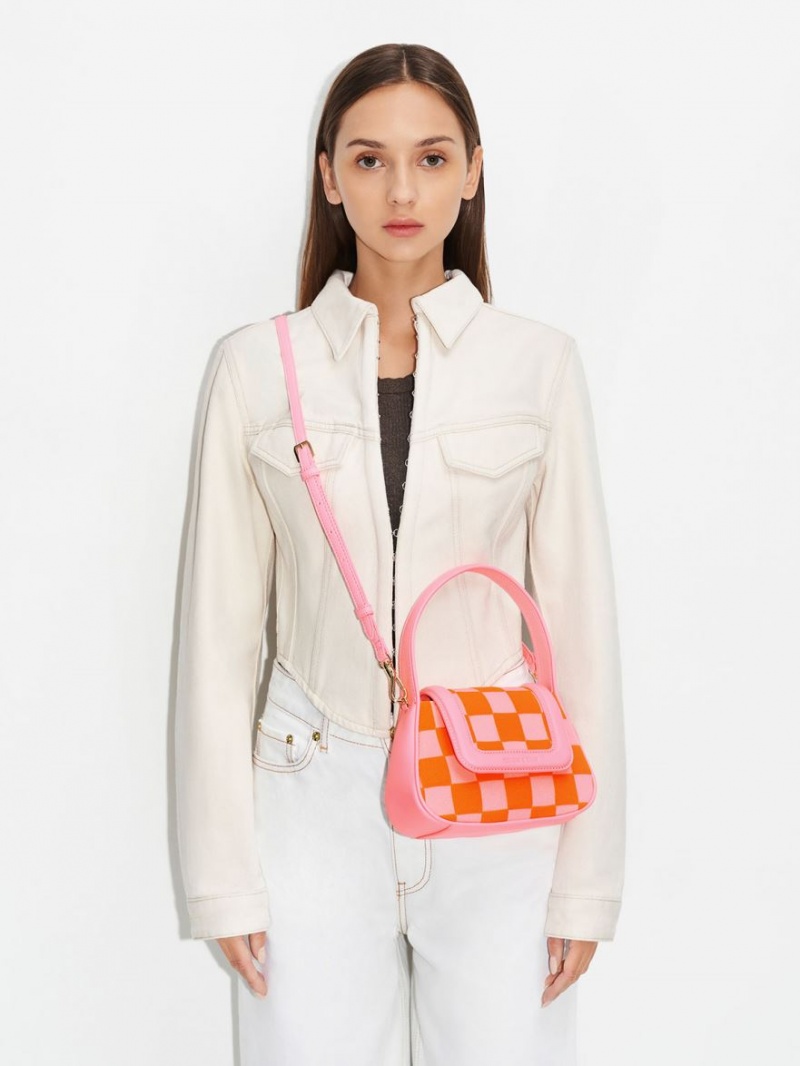 Geanta De Mana Charles & Keith Shiloh Checkerboard Top Roz | 487CXWYFE