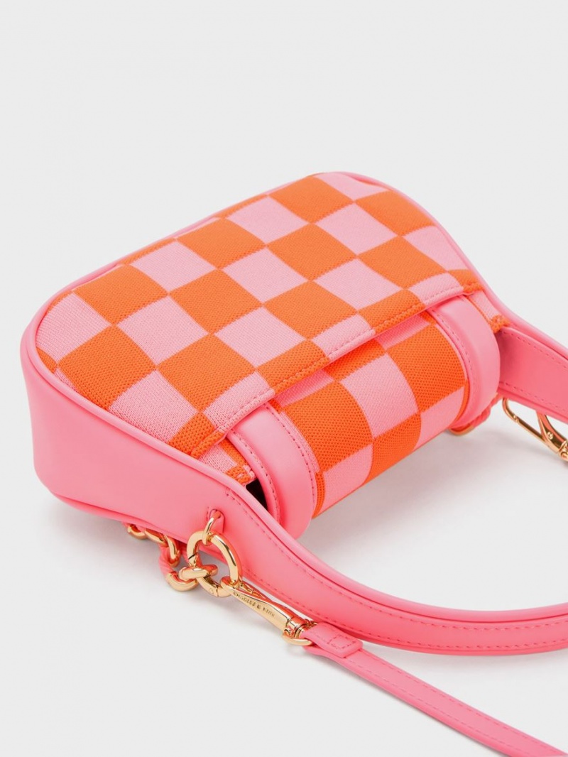 Geanta De Mana Charles & Keith Shiloh Checkerboard Top Roz | 487CXWYFE