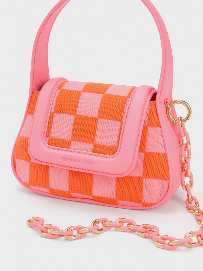 Geanta De Mana Charles & Keith Shiloh Checkerboard Top Roz | 487CXWYFE