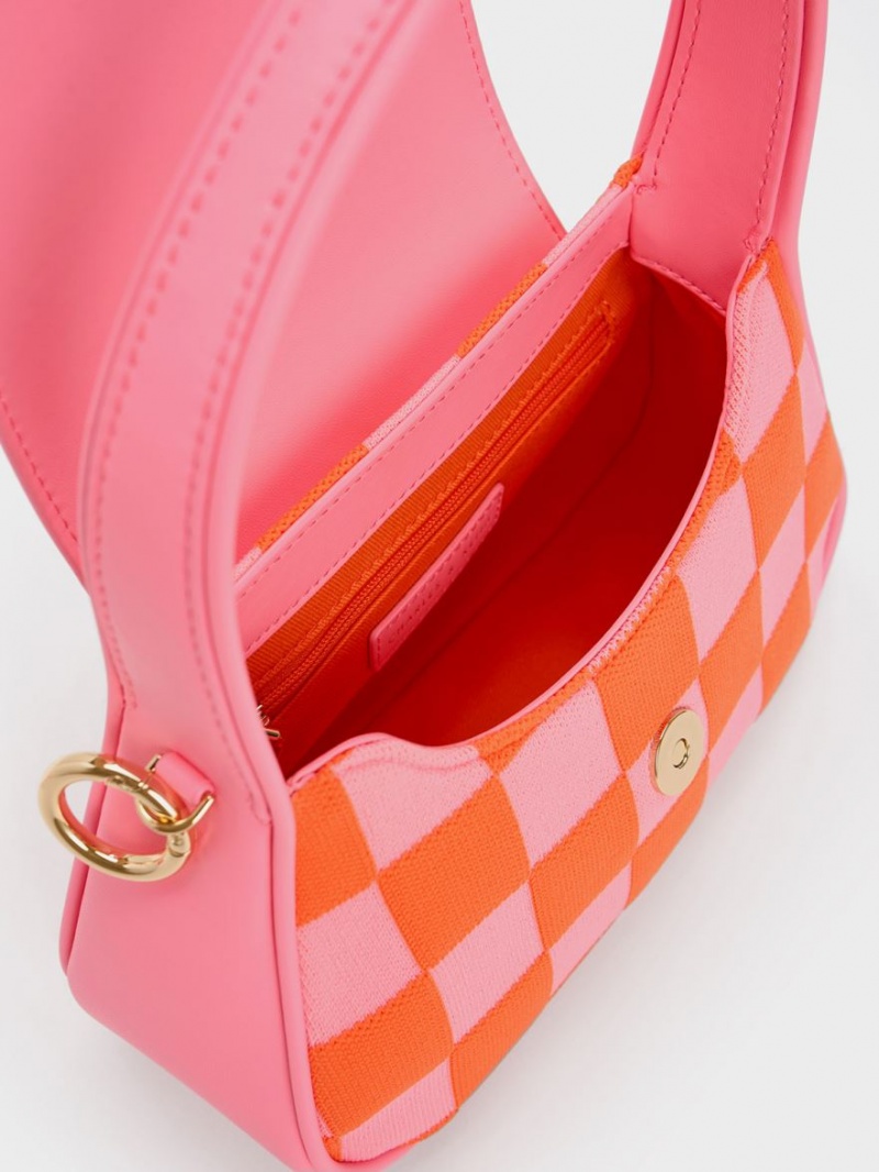 Geanta De Mana Charles & Keith Shiloh Checkerboard Top Roz | 487CXWYFE