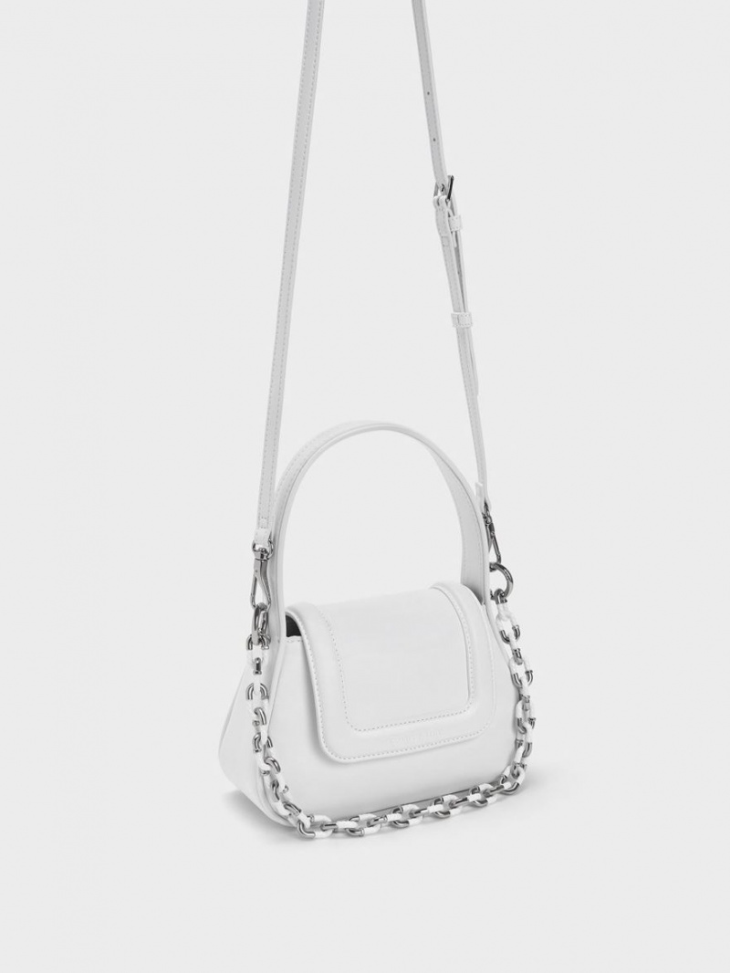 Geanta De Mana Charles & Keith Shiloh Top Albi | 201SJBWKV