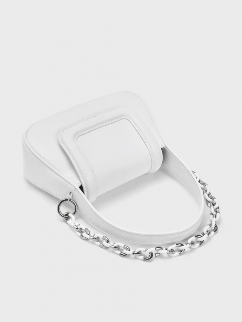 Geanta De Mana Charles & Keith Shiloh Top Albi | 201SJBWKV