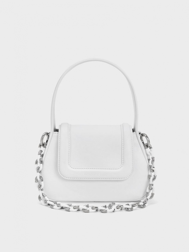 Geanta De Mana Charles & Keith Shiloh Top Albi | 201SJBWKV