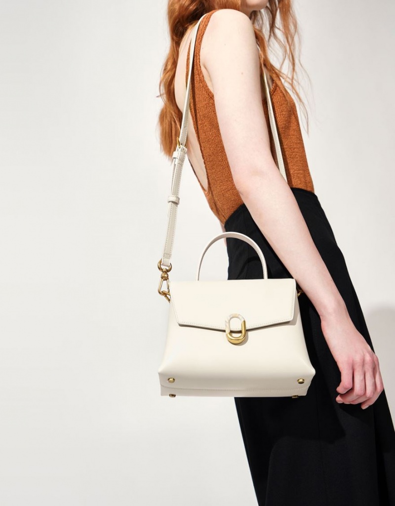 Geanta De Mana Charles & Keith Stone-Embellished Albi | 368DBUWJF