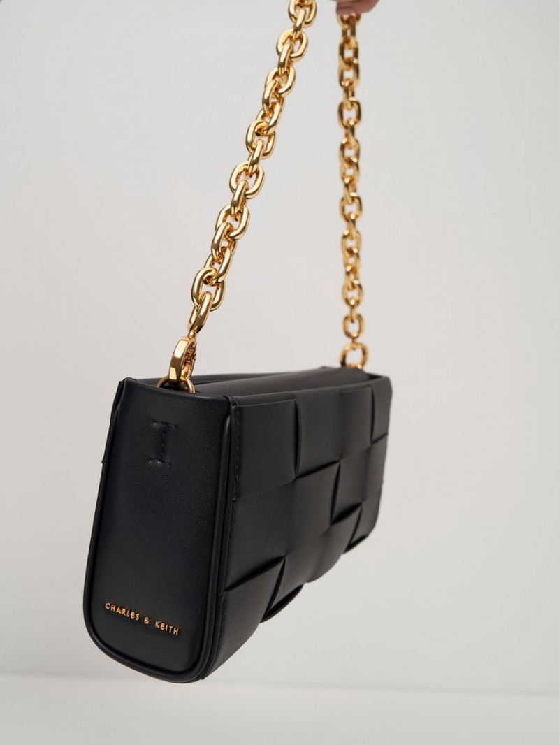 Geanta De Mana Charles & Keith Woven Chain Negrii | 043SPRMKC