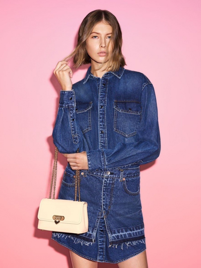 Geanta De Umar Charles & Keith Alcott Push-Lock Chain Bej | 795MUZNDX