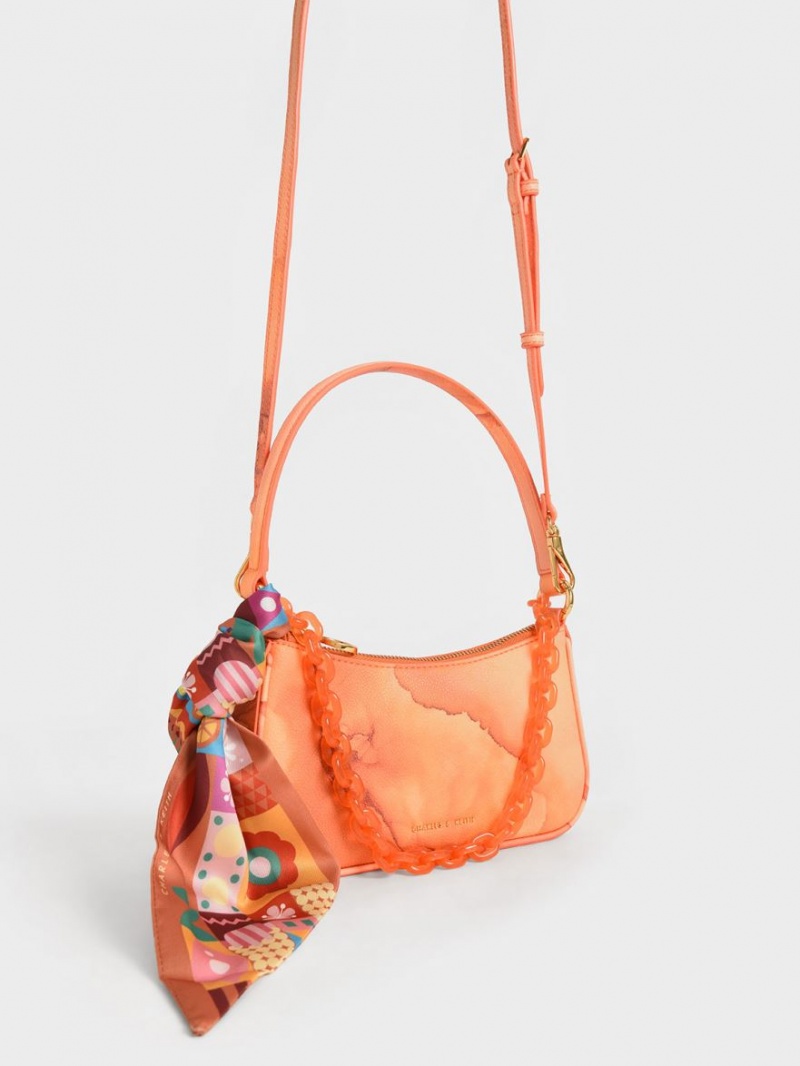 Geanta De Umar Charles & Keith Alcott Scarf Chain-Link Corai | 895NJIDCU