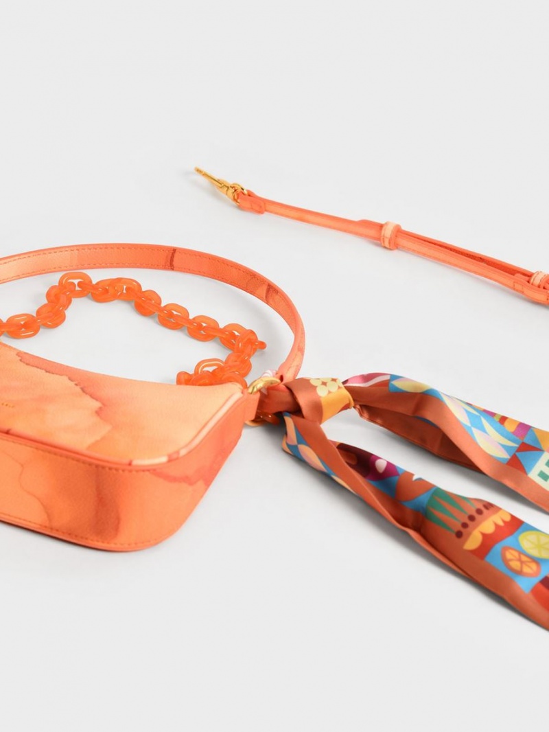 Geanta De Umar Charles & Keith Alcott Scarf Chain-Link Corai | 895NJIDCU