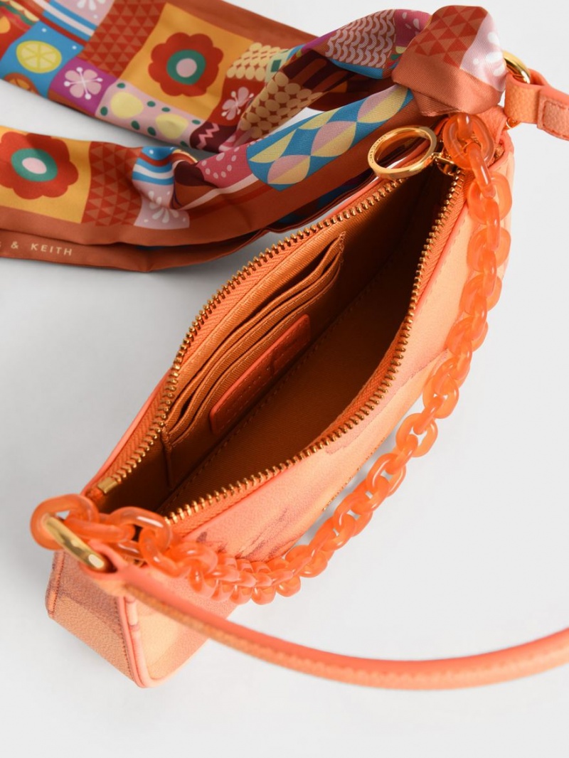 Geanta De Umar Charles & Keith Alcott Scarf Chain-Link Corai | 895NJIDCU