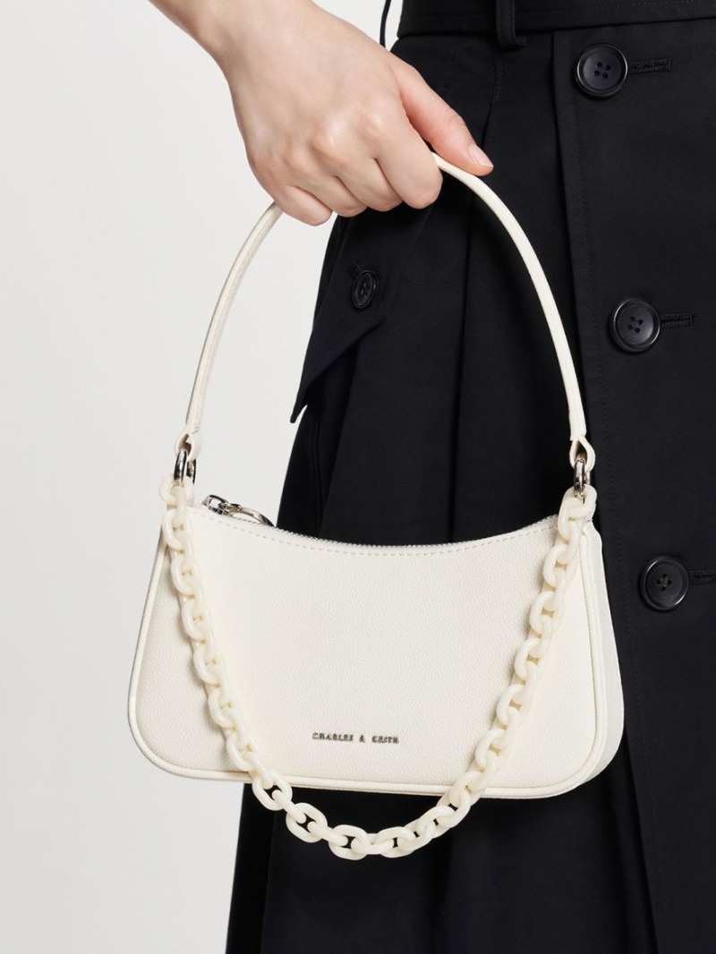 Geanta De Umar Charles & Keith Alcott Scarf Chain-Link Albi | 570SPQTBZ