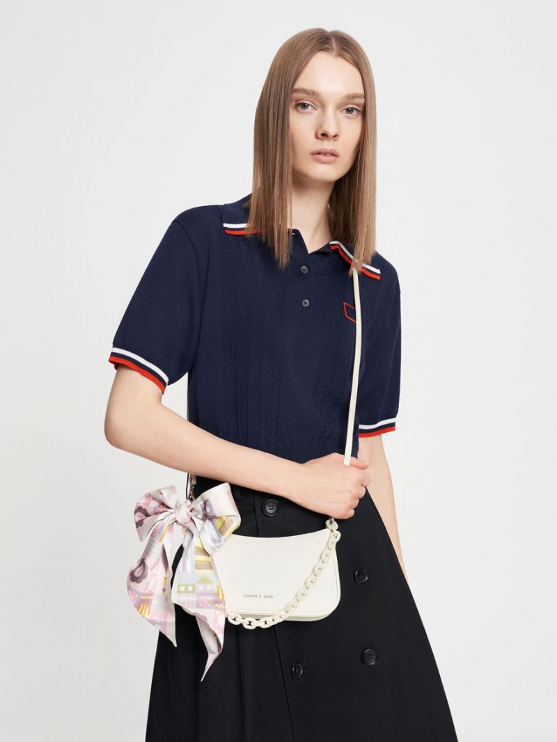 Geanta De Umar Charles & Keith Alcott Scarf Chain-Link Albi | 570SPQTBZ