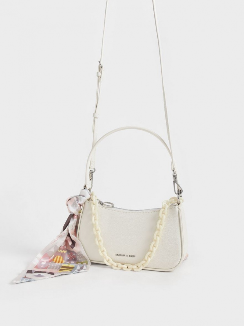 Geanta De Umar Charles & Keith Alcott Scarf Chain-Link Albi | 570SPQTBZ