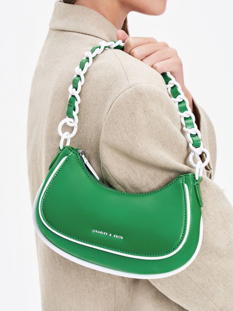 Geanta De Umar Charles & Keith Alouette Curved Verzi | 129QJPCNY
