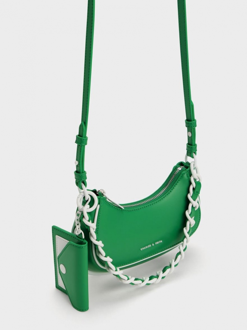 Geanta De Umar Charles & Keith Alouette Curved Verzi | 129QJPCNY