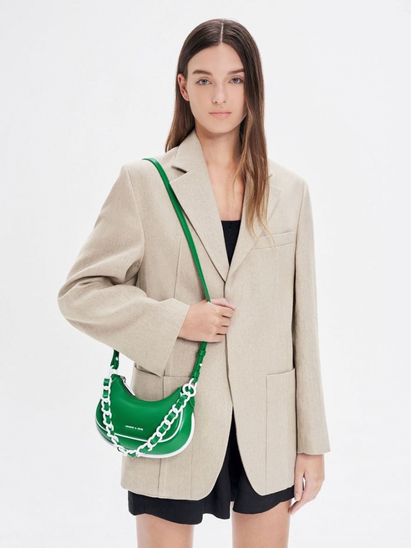 Geanta De Umar Charles & Keith Alouette Curved Verzi | 129QJPCNY