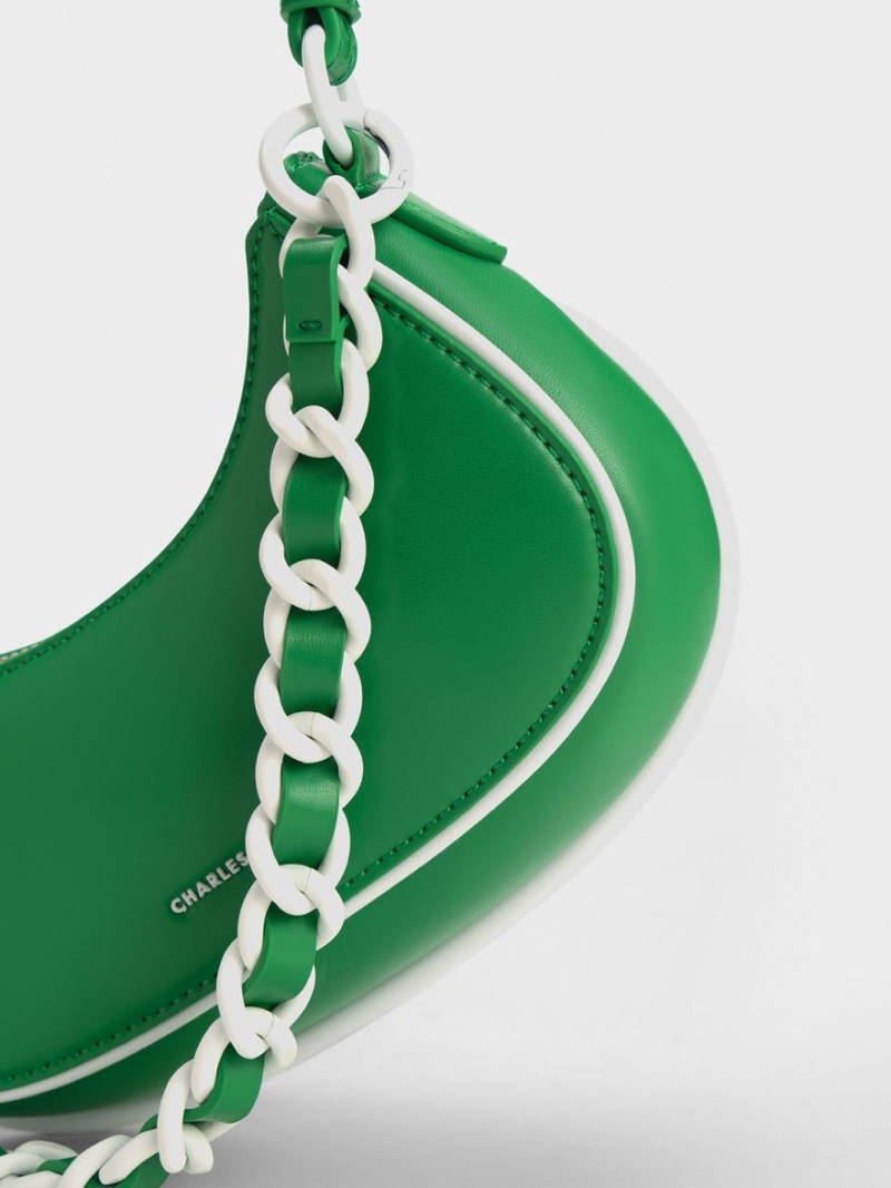 Geanta De Umar Charles & Keith Alouette Curved Verzi | 129QJPCNY