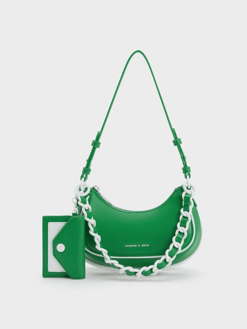 Geanta De Umar Charles & Keith Alouette Curved Verzi | 129QJPCNY