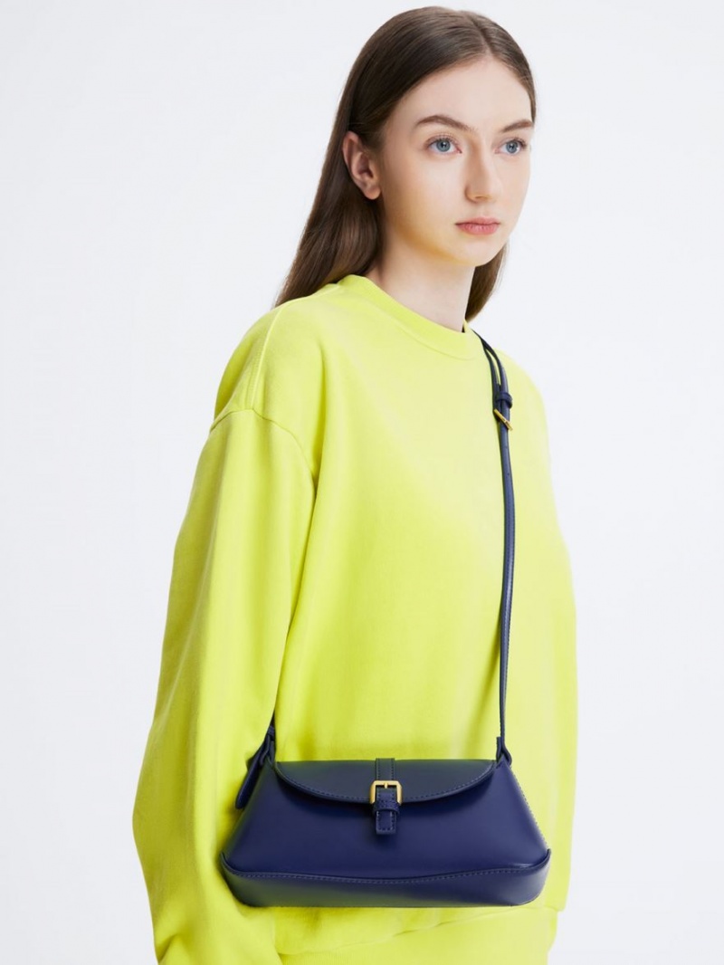 Geanta De Umar Charles & Keith Annelise Double Belted Bleumarin | 504ZTHSDW