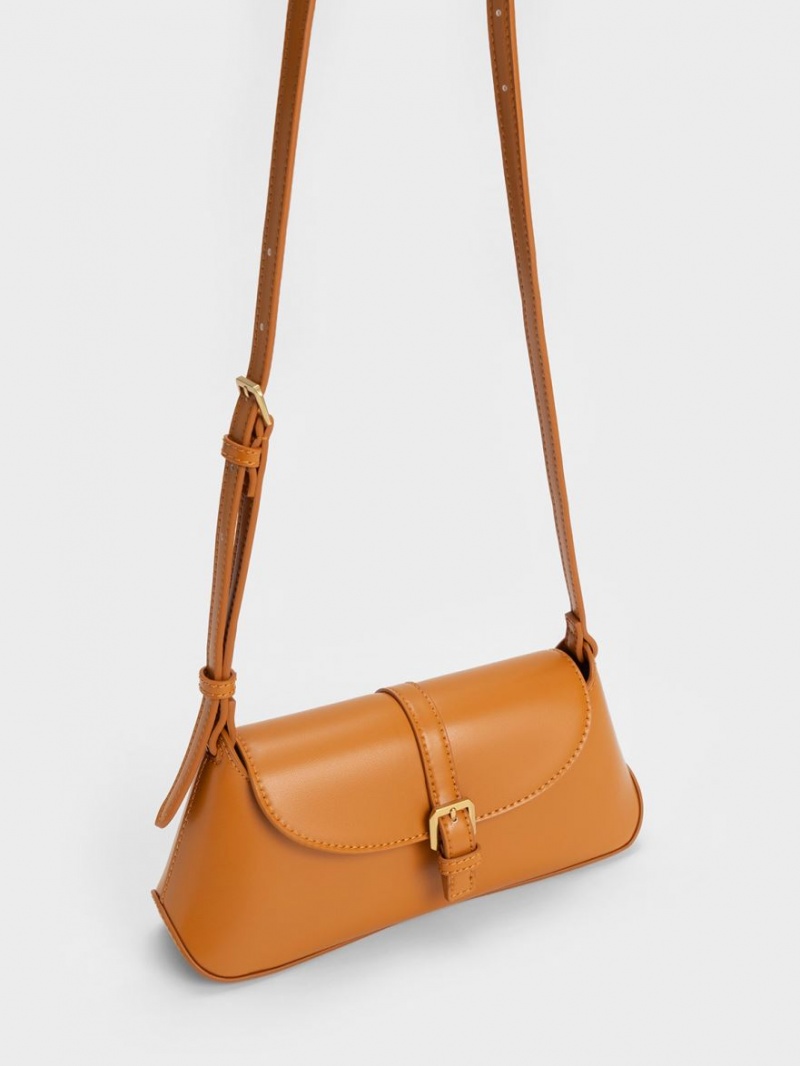 Geanta De Umar Charles & Keith Annelise Double Belted Portocalii | 028MCWSAP