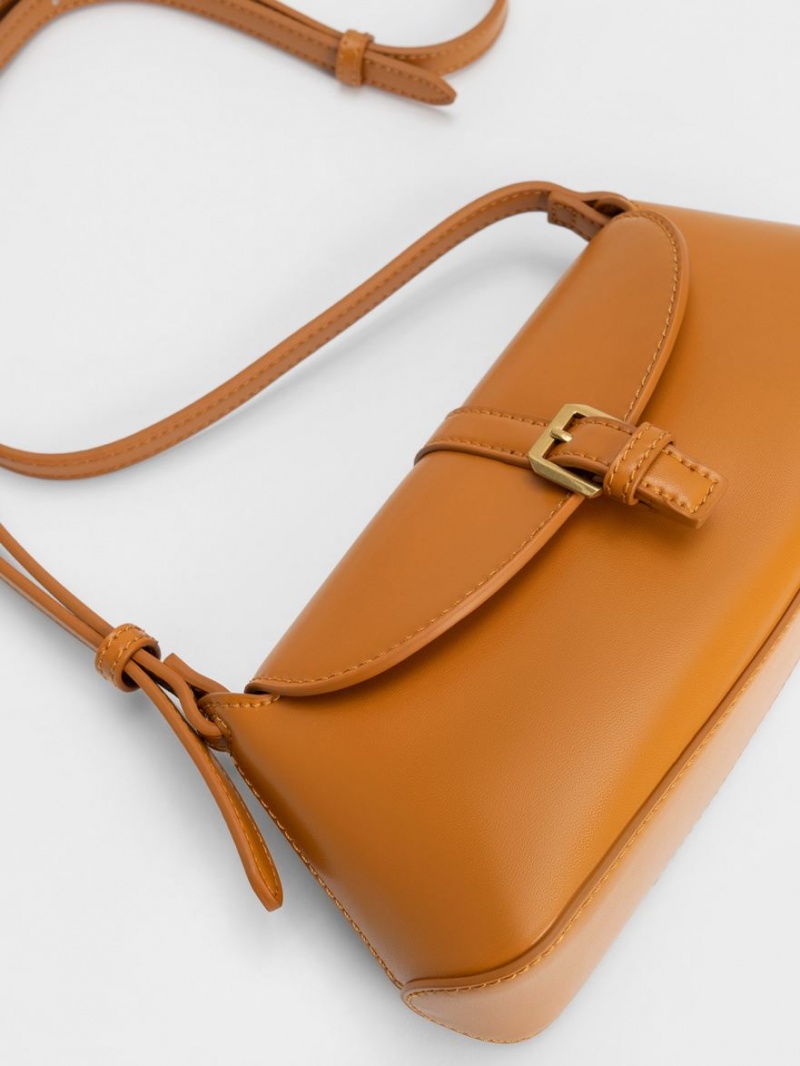 Geanta De Umar Charles & Keith Annelise Double Belted Portocalii | 028MCWSAP