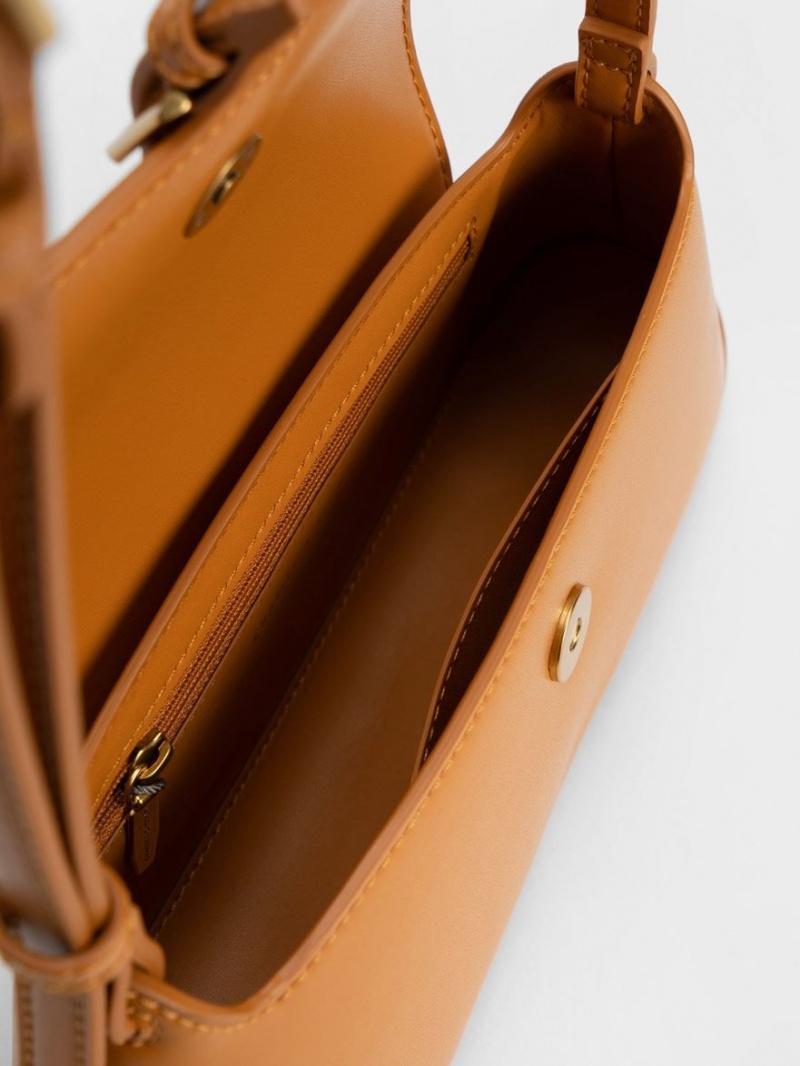 Geanta De Umar Charles & Keith Annelise Double Belted Portocalii | 028MCWSAP