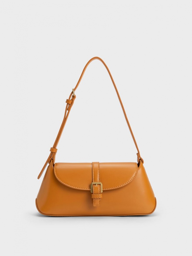 Geanta De Umar Charles & Keith Annelise Double Belted Portocalii | 028MCWSAP