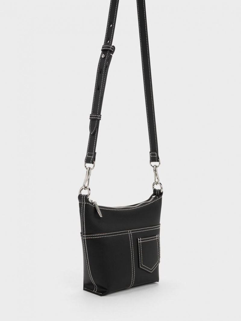 Geanta De Umar Charles & Keith Anthea Contrast-Trim Negrii | 790DKETRA