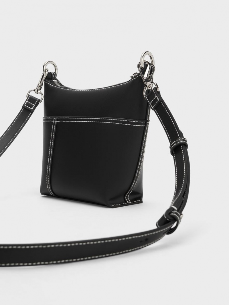 Geanta De Umar Charles & Keith Anthea Contrast-Trim Negrii | 790DKETRA