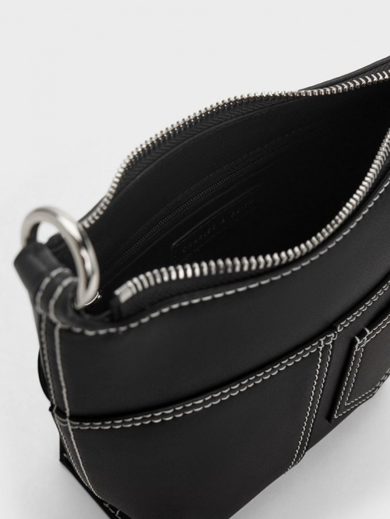 Geanta De Umar Charles & Keith Anthea Contrast-Trim Negrii | 790DKETRA