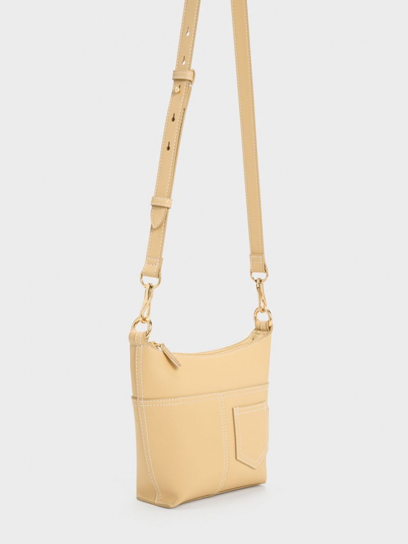 Geanta De Umar Charles & Keith Anthea Contrast-Trim Bej | 819ODMQUK