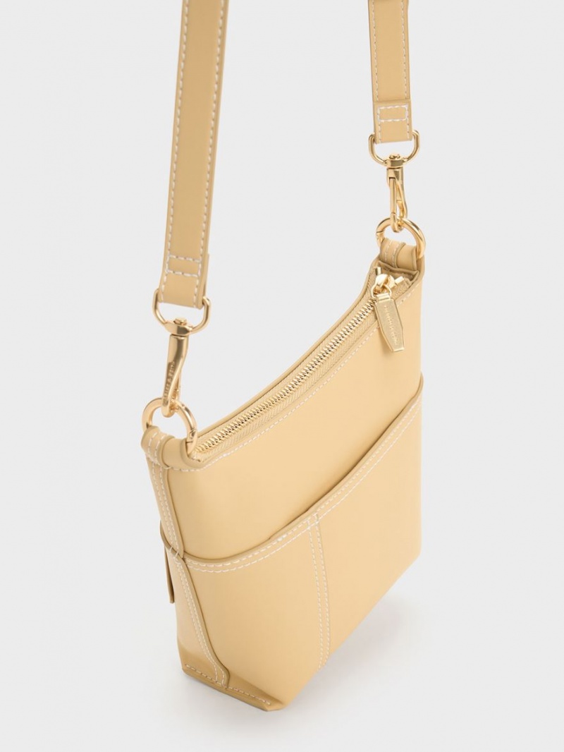 Geanta De Umar Charles & Keith Anthea Contrast-Trim Bej | 819ODMQUK