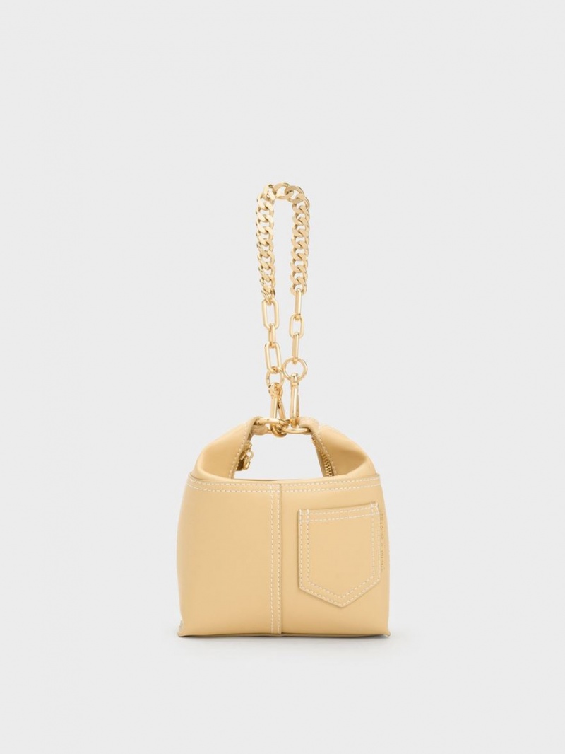 Geanta De Umar Charles & Keith Anthea Contrast-Trim Bej | 819ODMQUK