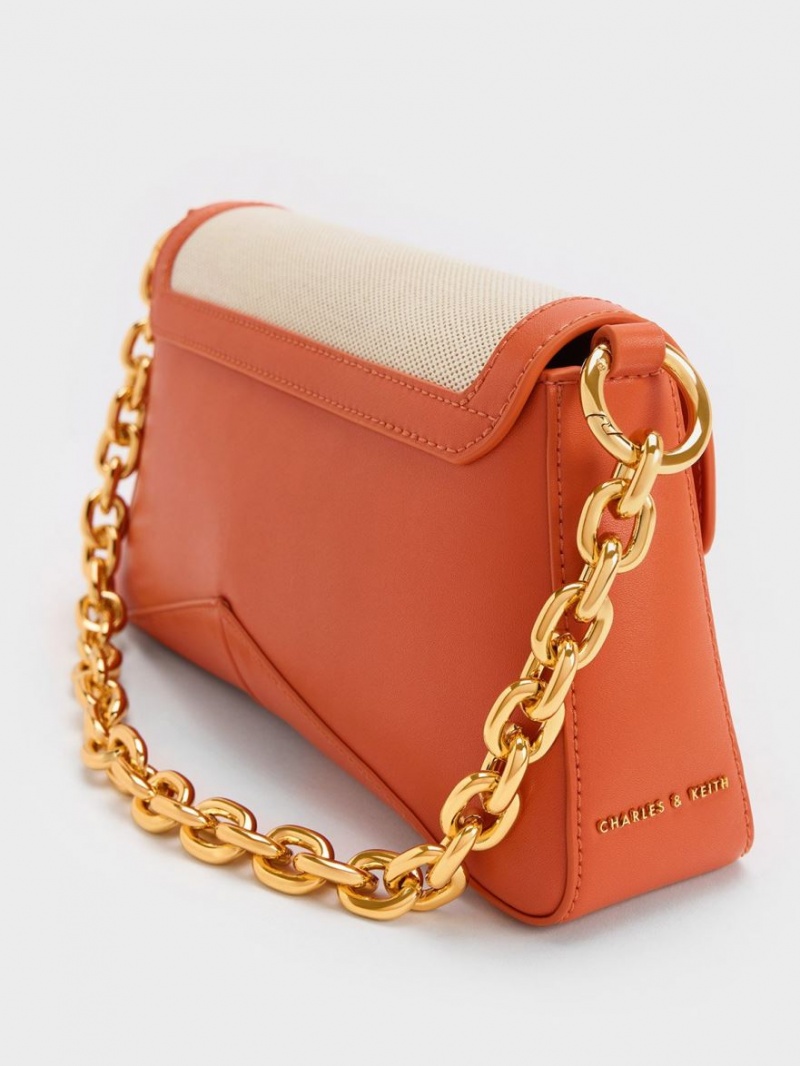 Geanta De Umar Charles & Keith Arley Panza Chain-Link Trapeze Portocalii | 450NVCYUA