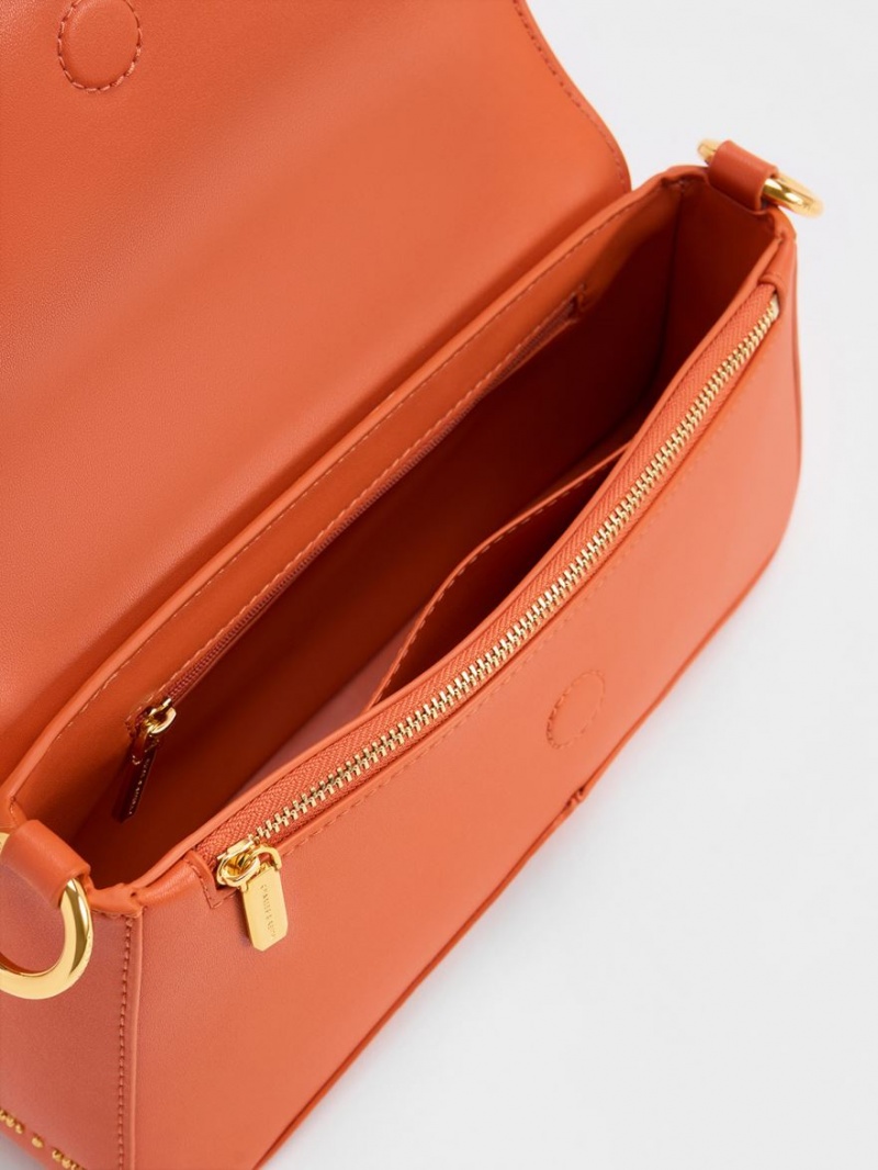 Geanta De Umar Charles & Keith Arley Panza Chain-Link Trapeze Portocalii | 450NVCYUA