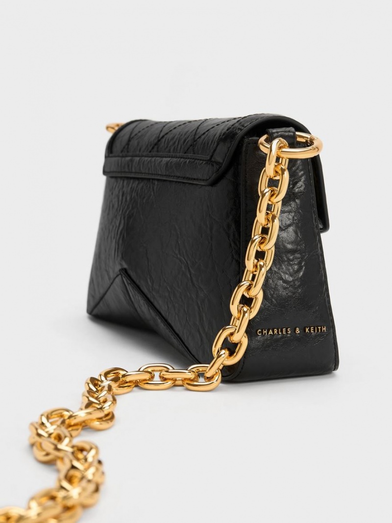 Geanta De Umar Charles & Keith Arley Scarf Chain-Link Trapeze Negrii | 465BTLVCU