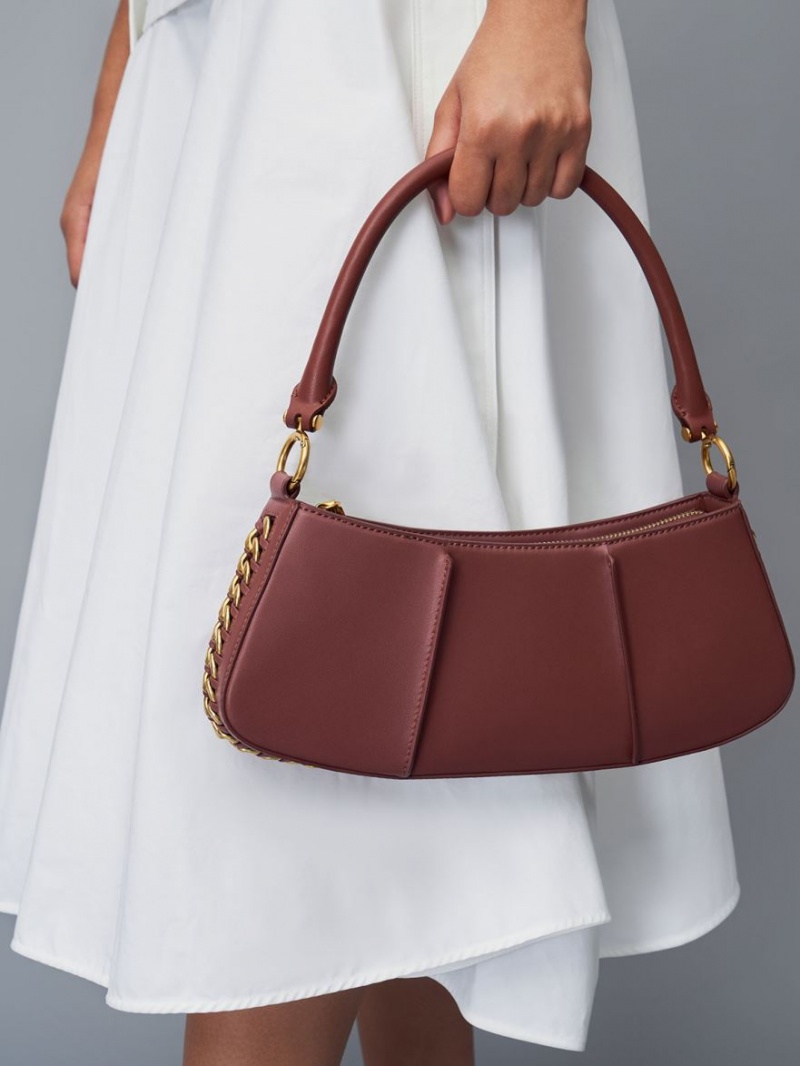 Geanta De Umar Charles & Keith Arlys Curved Ciocolata | 783NFOUQT