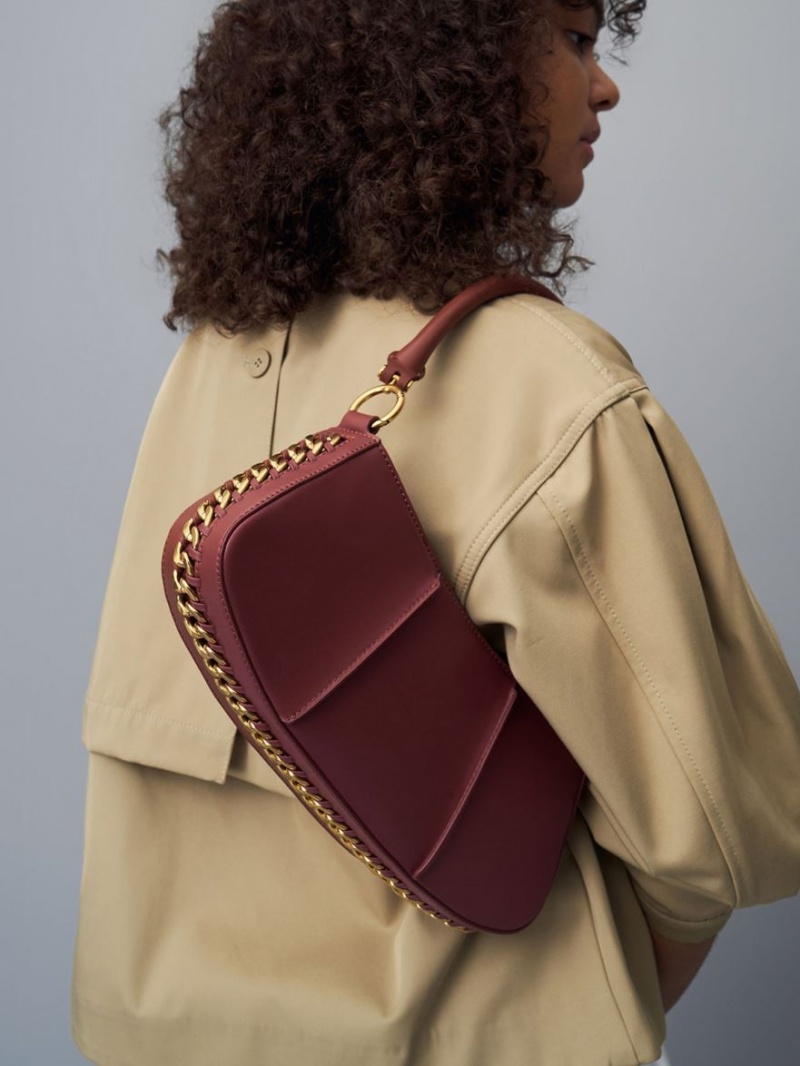 Geanta De Umar Charles & Keith Arlys Curved Ciocolata | 783NFOUQT
