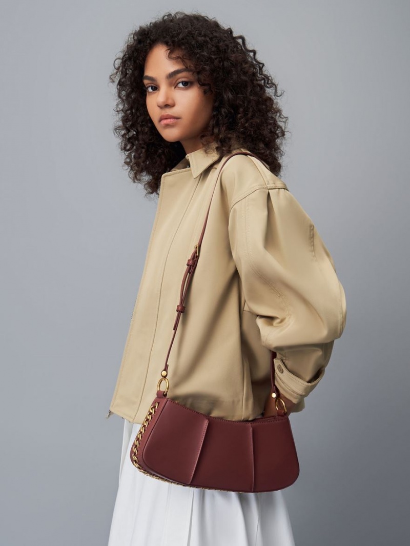 Geanta De Umar Charles & Keith Arlys Curved Ciocolata | 783NFOUQT