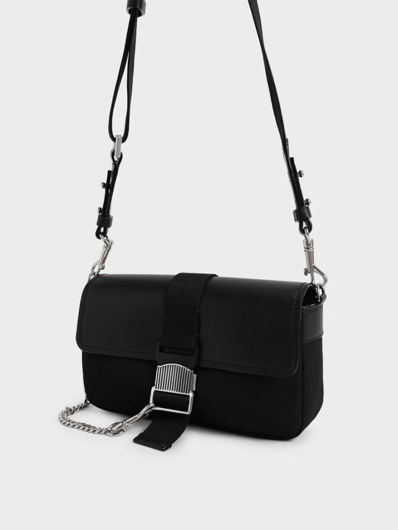 Geanta De Umar Charles & Keith Aspen Metallic Belt Cu Catarama Negrii | 294XLVSWC
