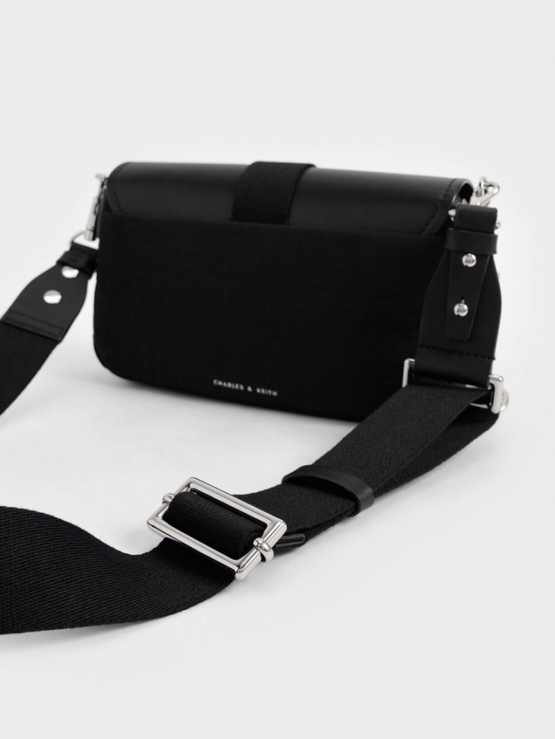 Geanta De Umar Charles & Keith Aspen Metallic Belt Cu Catarama Negrii | 294XLVSWC