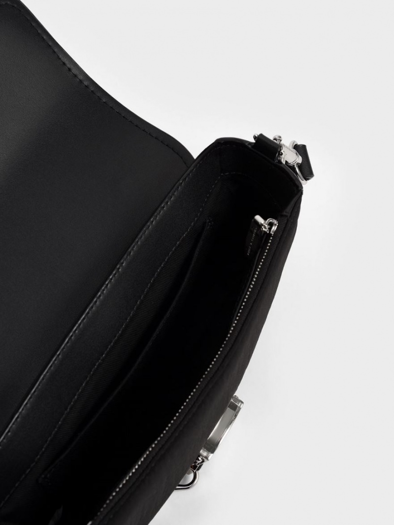 Geanta De Umar Charles & Keith Aspen Metallic Belt Cu Catarama Negrii | 294XLVSWC