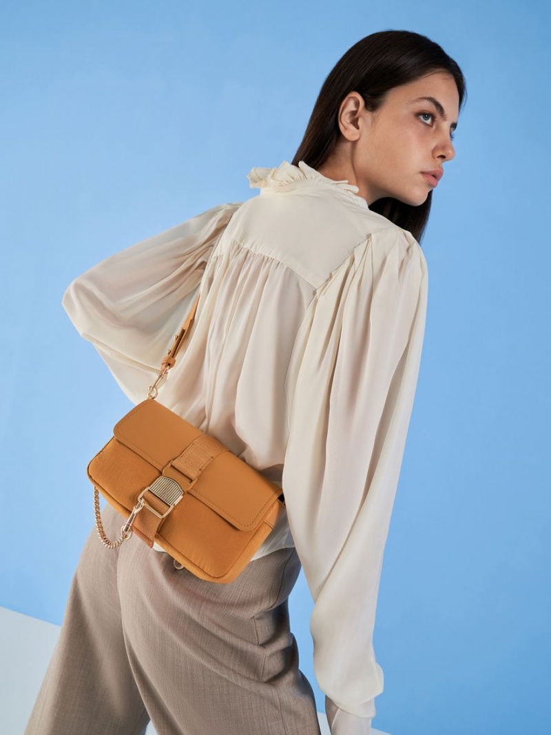 Geanta De Umar Charles & Keith Aspen Metallic Belt Cu Catarama Portocalii | 632GLZCNI